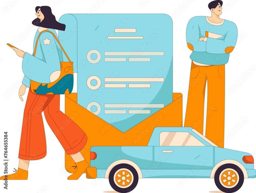 Buy insurance for car flat character vector concept operation illustration
