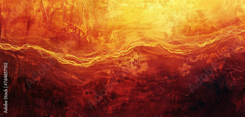 Digital brushstrokes forming an abstract river of warm sunset hues on a textured background.