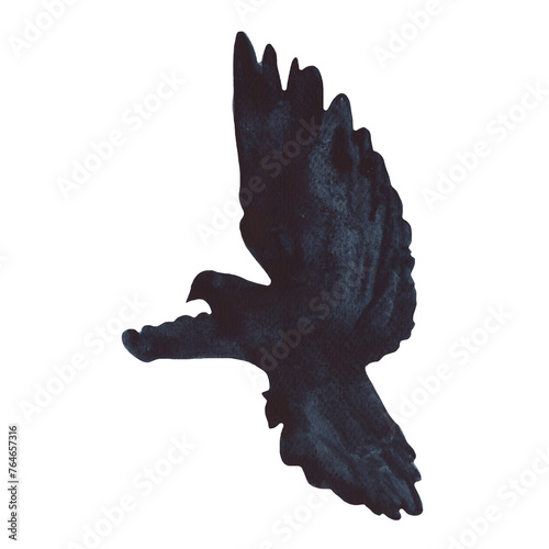 Watercolor flying birds silhouette. Seagull bird symbol and icon © Makarova Art