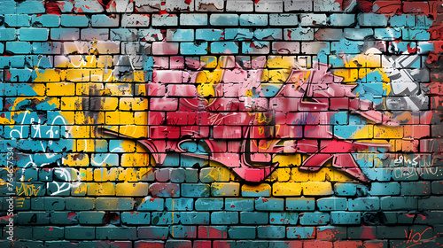 Vibrant graffiti wall © jiejie