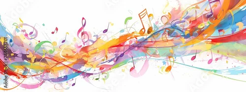 Panel kuchenny z motywem Abstract music notes background vector illustration with watercolor splash, musical elements and colorful tones on white isolated background. 