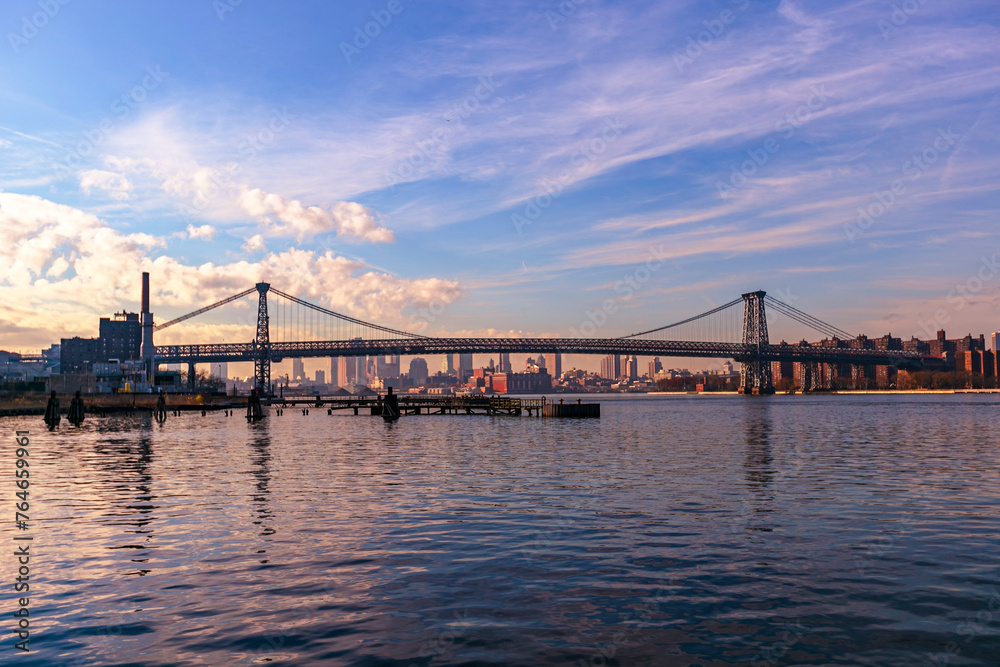 Brooklyn Bridge with lower Manhattan skyline in New York City at night, USA. Long exposure at night Brooklyn Bridge with lower Manhattan skyline in New York City at night, USA. Long exposure at night
