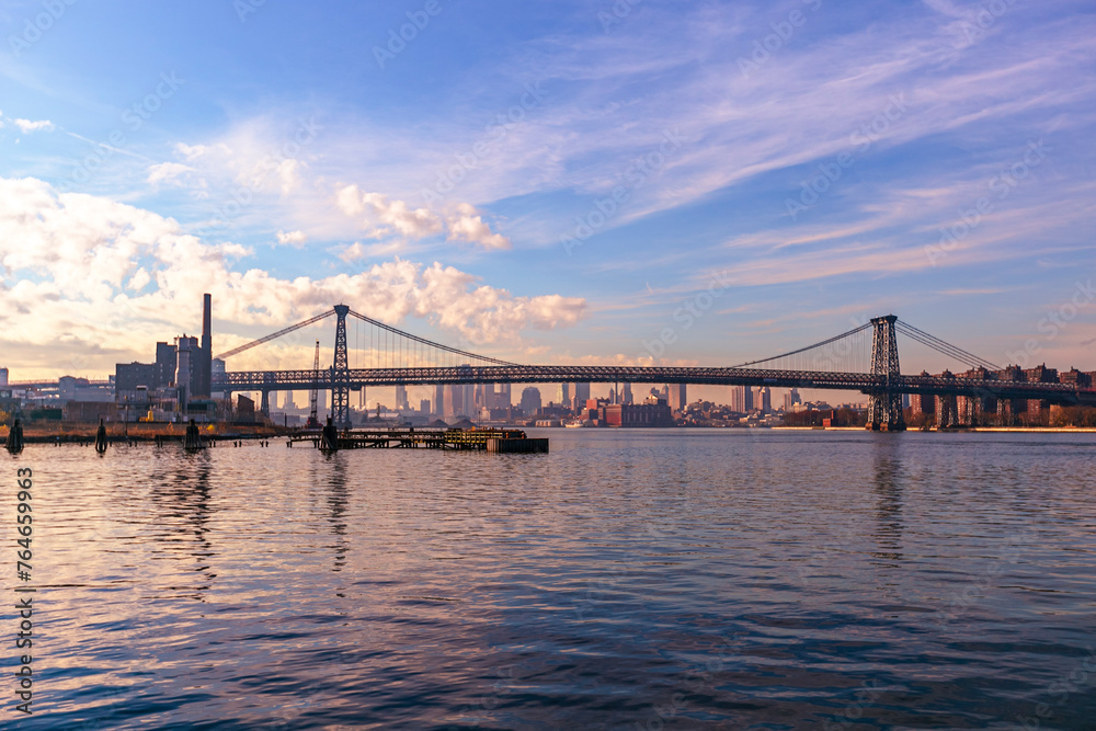 Brooklyn Bridge with lower Manhattan skyline in New York City at night, USA. Long exposure at night Brooklyn Bridge with lower Manhattan skyline in New York City at night, USA. Long exposure at night
