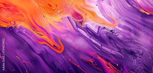 Graceful purple strokes and vibrant orange converge in a hypnotic dance.