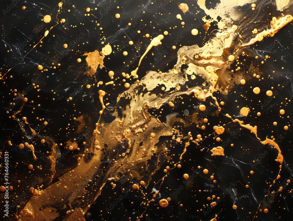 Gold splatters over dark background