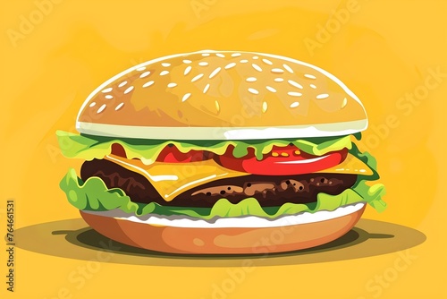 Hamburger on yellow background