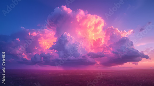 A photo of thunderheads  with a surreal pinkish hue as the background  during a volatile weather pattern