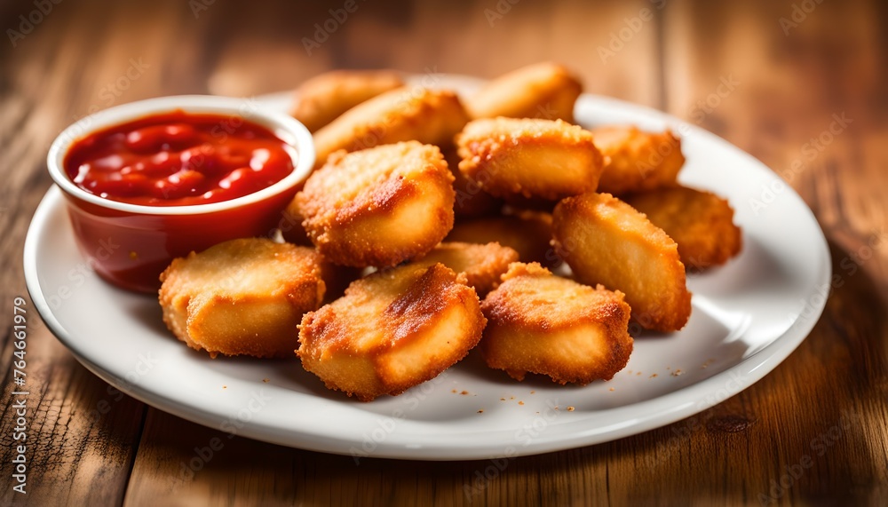 Fototapeta premium chicken nuggets with ketchup 