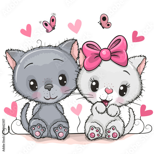 Cute Cartoon Kittens on a white background
