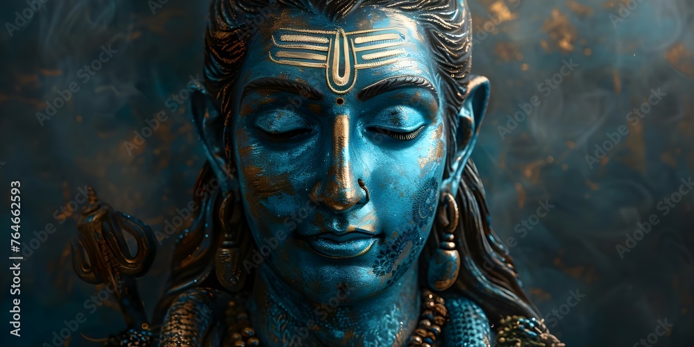 Image symbolizing Hinduism featuring representation of Shiva revered god in culture. Concept Hinduism, Shiva, Cultural Representation, Revered Deity, Symbolic Imagery