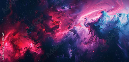 Cosmic blots and celestial hues entwine, shaping an otherworldly abstract background.