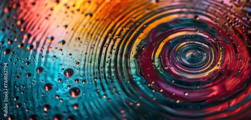 Dynamic concentric circles, vibrant colors, and subtle displacement weave an abstract masterpiece, vividly captured in HD. photo