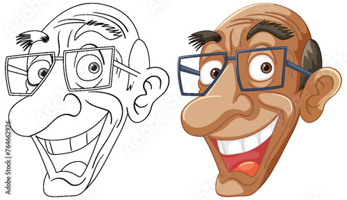Fotografia Two cartoon faces showing different expressions.