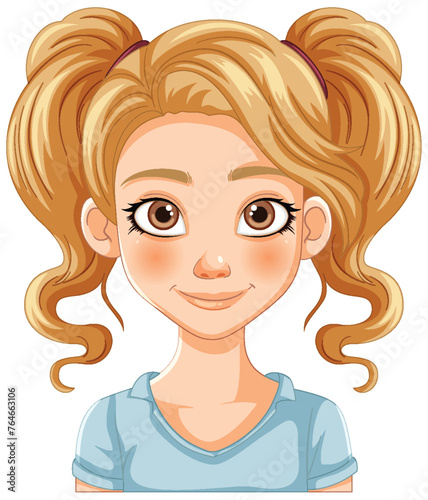 Vector illustration of a smiling young girl