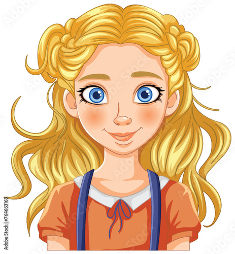 Cheerful young girl with bright blue eyes