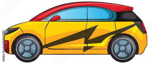 Colorful vector illustration of a modern electric car