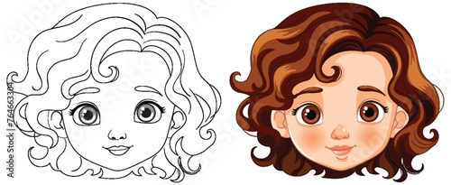 Vector transition from line art to colored character