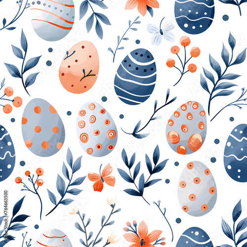 blue   peach Easter Egg patten repeat seamless  with isolated background. 