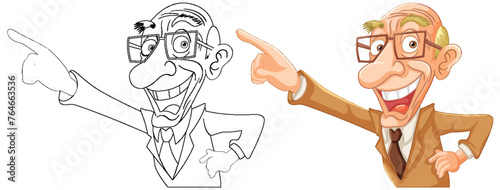 Two happy elderly gentlemen gesturing with enthusiasm