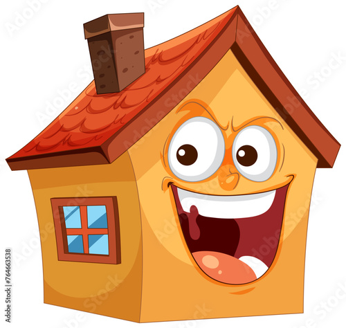 Animated house with a cheerful, lively expression.