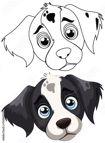 Vector graphic of a cute spotted puppy with big eyes