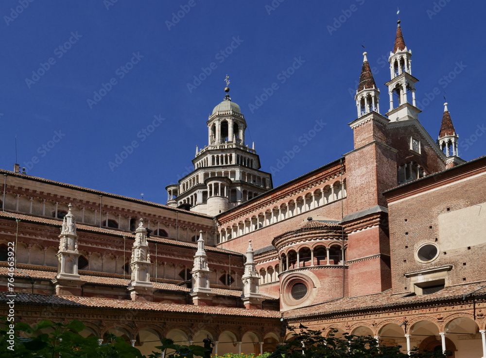 Cloister of Certosa monastery, in gothic renaissance architecture 