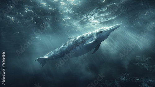 In the depths of the unknown, the narwhal's luminous tusk pierces the darkness, symbolizing inspiration and leading the way forward. © Manyapha