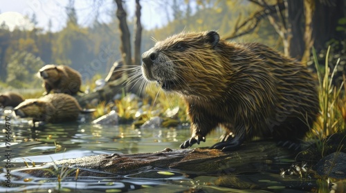 Beavers ingeniously reroute a river to nourish fields, showcasing eco-friendly tactics in agricultural engineering. photo