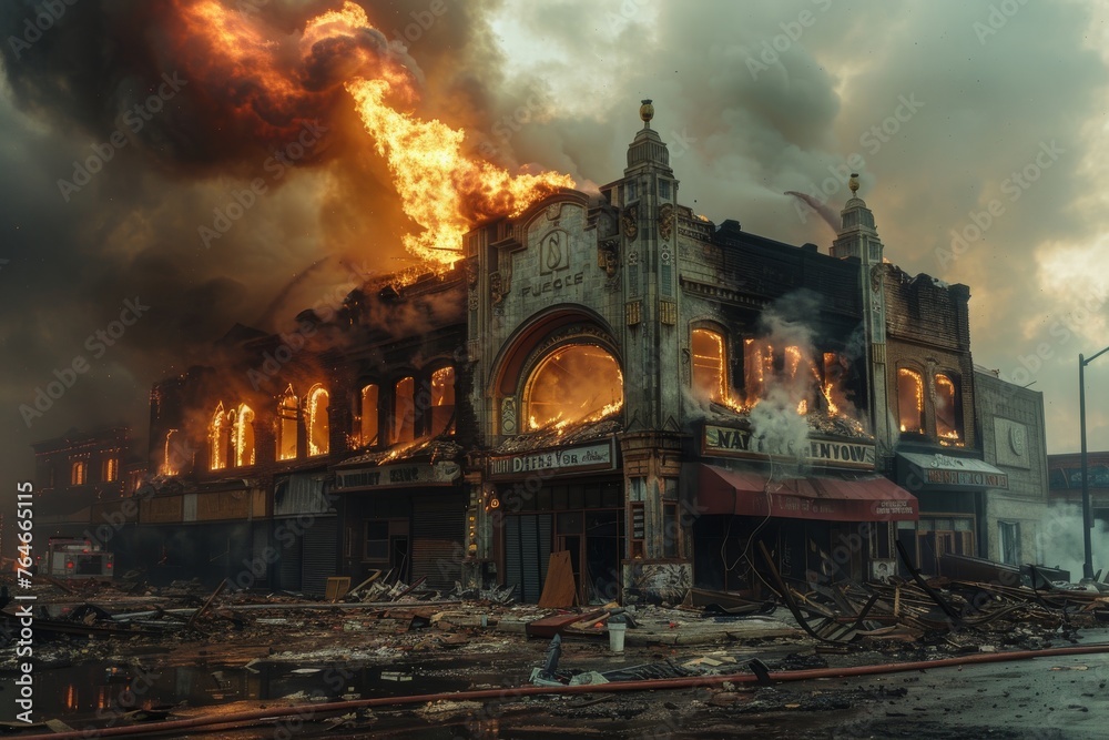 Building Caught in Flames