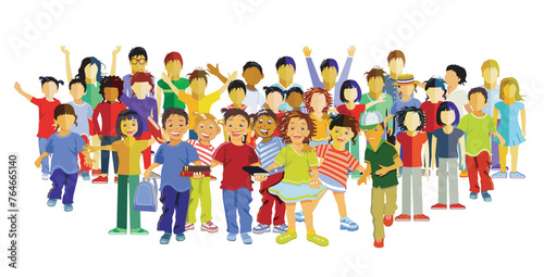 Kinder  Gruppe spielen und haben Freude, illustration