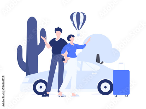 Flat vector concept operation hand drawn illustration of people taking a taxi  © Lyn Lee
