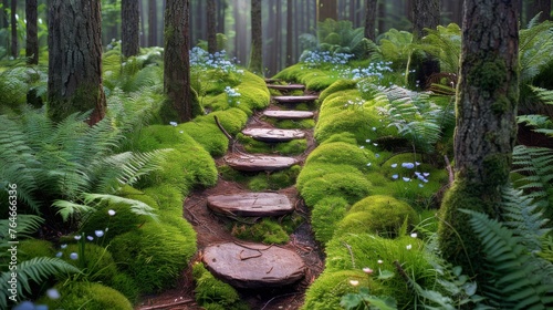 Path Cutting Through Lush Green Forest