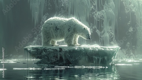 A polar bear creatively uses ice pieces to bridge gaps, showcasing problem-solving skills and persistence in overcoming obstacles.
