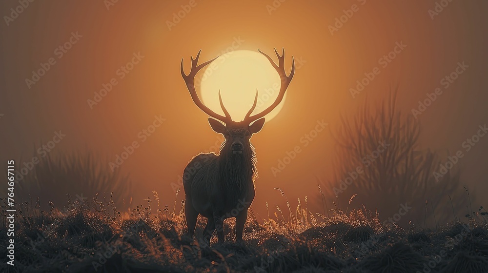 Obraz premium The stag's silhouette embodies the resilience needed to navigate shifting market landscapes across seasons.