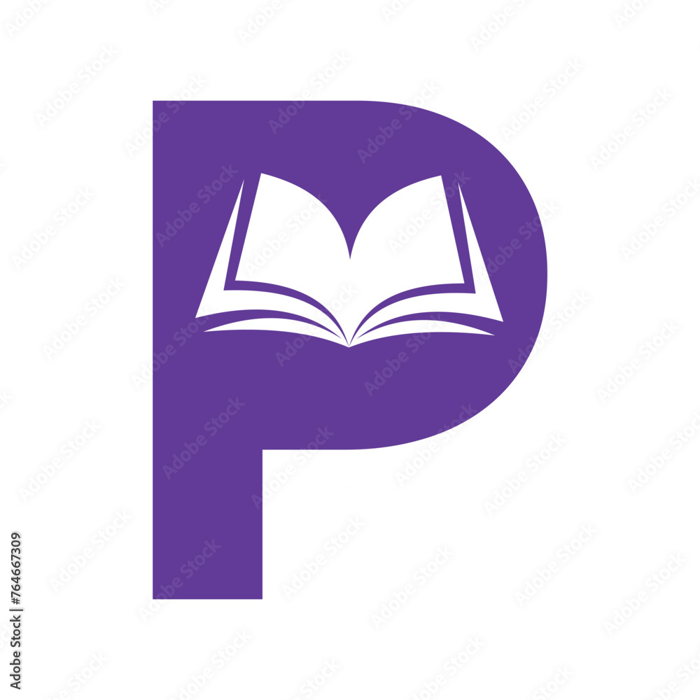 Book Logo combine with letter P vector template - obrazy, fototapety, plakaty 