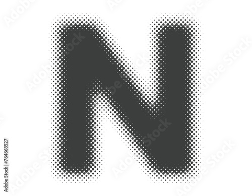 ハーフトーンのアルファベット　大文字　N