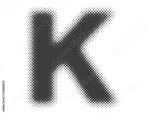 ハーフトーンのアルファベット　大文字　K