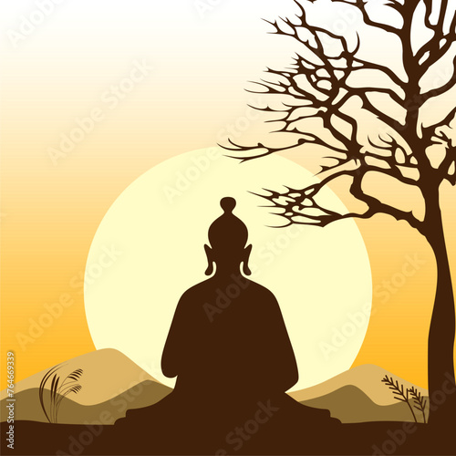 silhouette Vesak day illustration