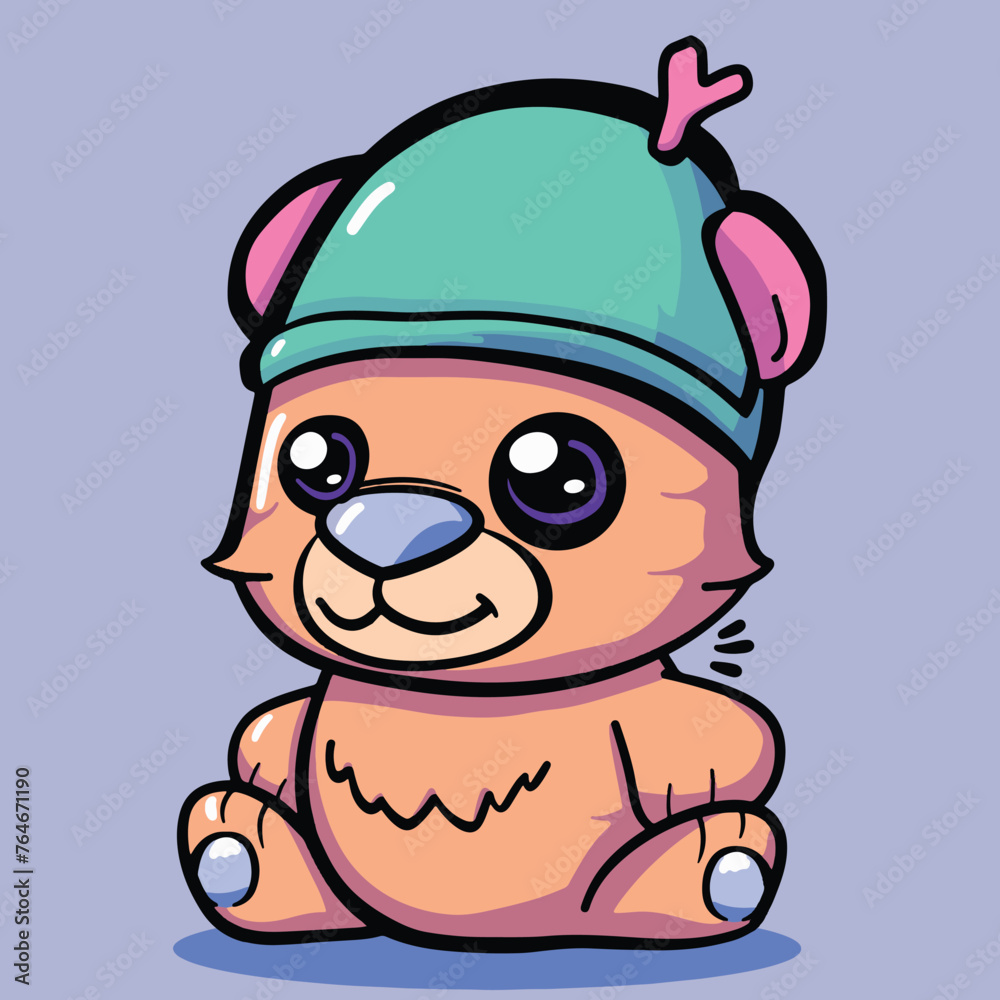 Happy and cute little teddy bear cartoon character