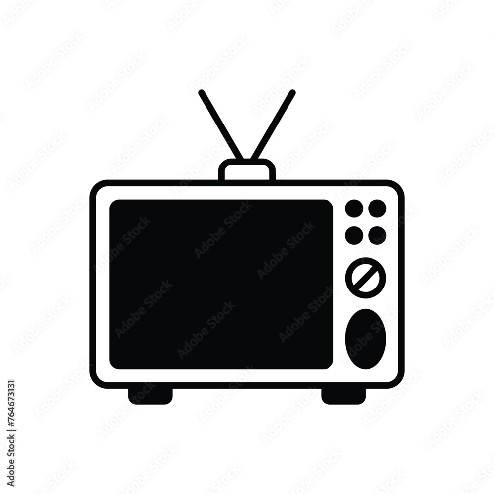 Black solid Television Call vector icon