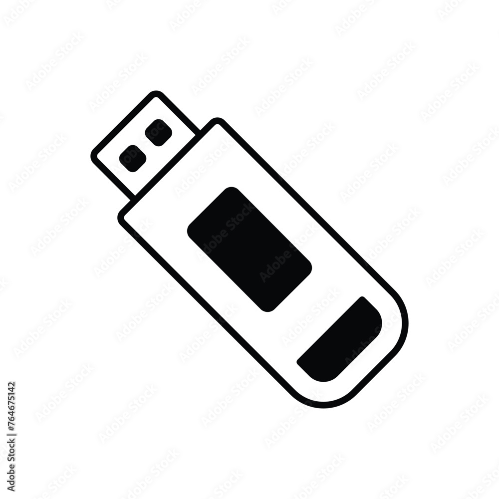 Black solid Flash Drive Call vector icon Black solid Flash Drive Call vector icon