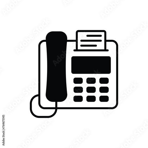 Black solid Fax Machine Call vector icon