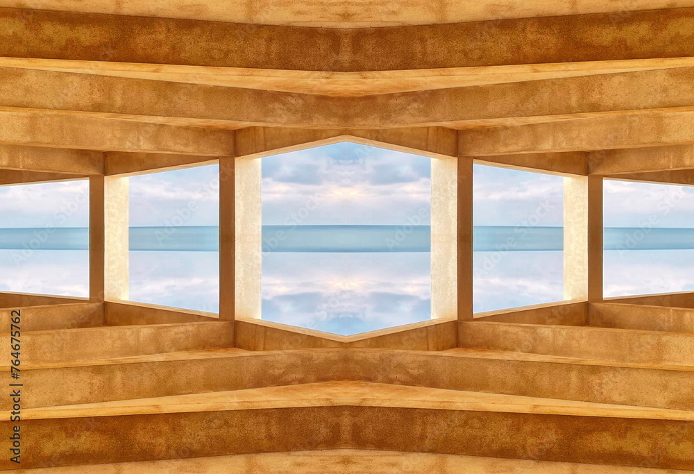 Architectural Harmony: Seaside Pavilion Framing the Horizon
