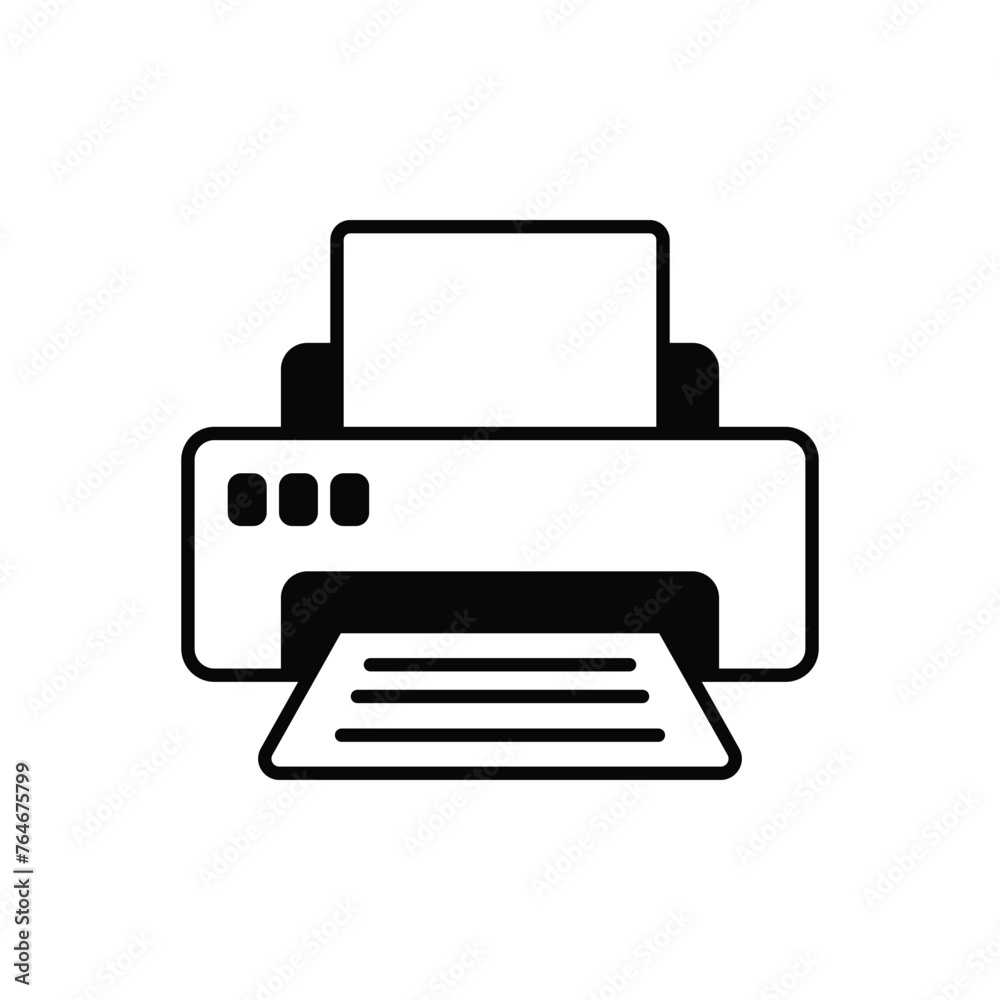 Black solid Printer Call vector icon Black solid Printer Call vector icon