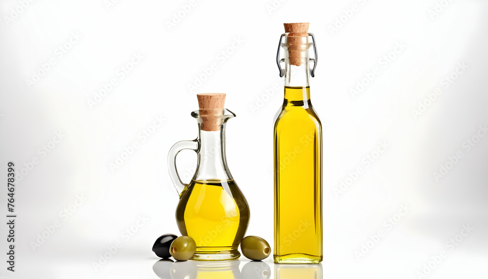 Bottle of olive oil and vinegar isolated on white background Bottle of olive oil and vinegar isolated on white background