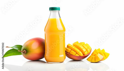 bottle of mango juice isolated on a white background