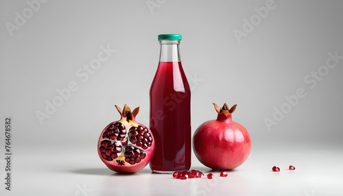 bottle of pomegranate juice isolated on a white background