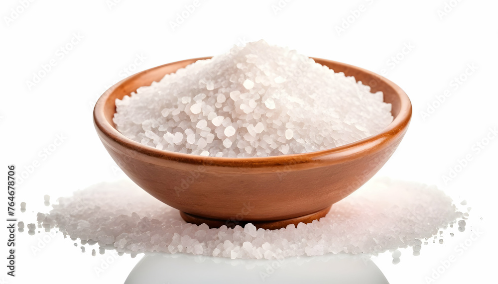 bowl of coarse grained salt isolated on white background bowl of coarse grained salt isolated on white background