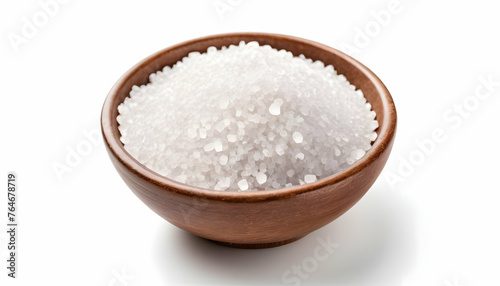 bowl of coarse grained salt isolated on white background