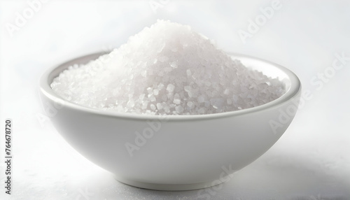 bowl of coarse grained salt isolated on white background